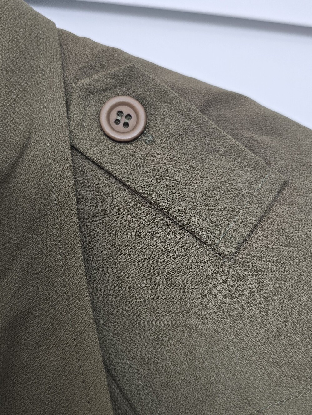 Charlotte Russe - Olive Green Lightweight Open Front Jacket With Pockets - Picture 3 of 4